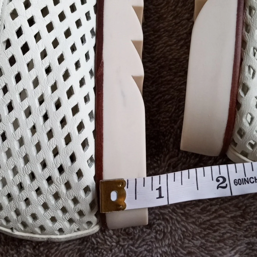 Mercedes Castillo cream perforated loafer with brown trim